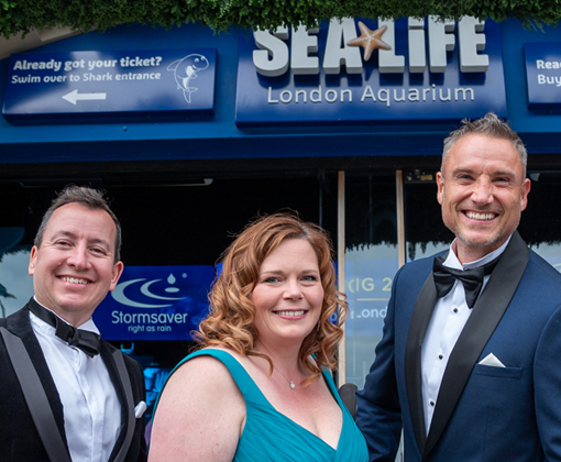 Michael Farnsworth, Lisa Craven, Julian Diprose at the London Aquarium
