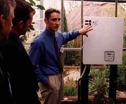 Michael Farnsworth of Stormsaver Ltd showing original concept for rainwater harvesting
