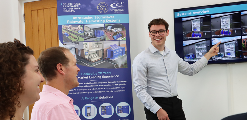 A CPD session being delivered on rainwater harvesting and greywater recycling