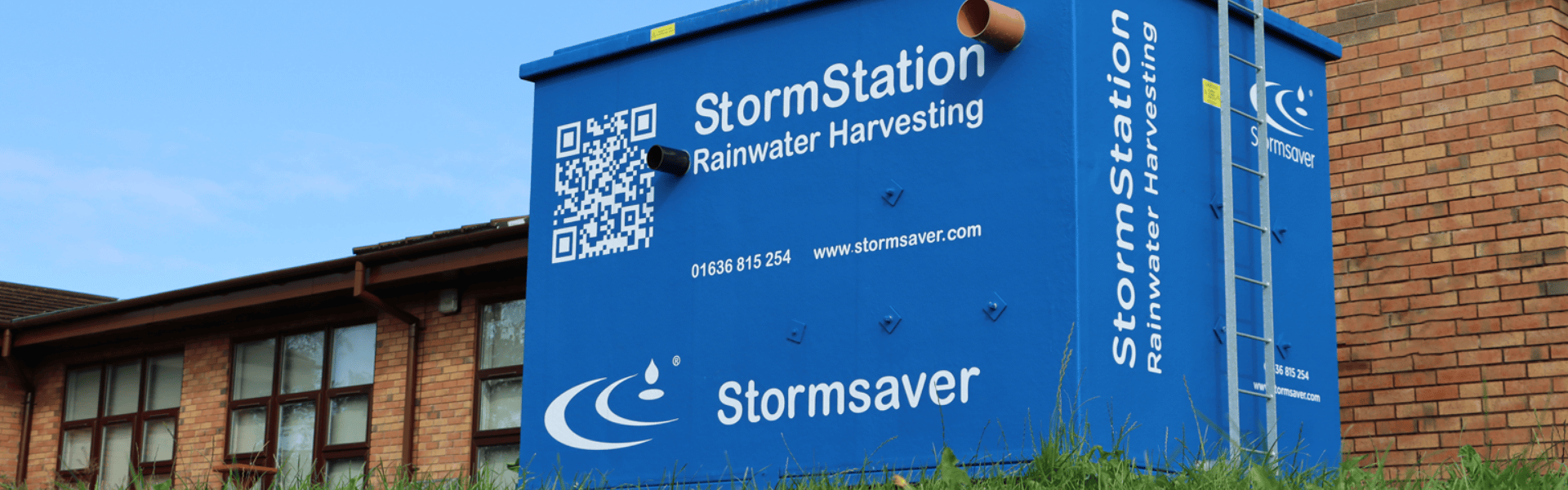 A rainwater harvesting system which has been retrofitted to an existing school building in the UK